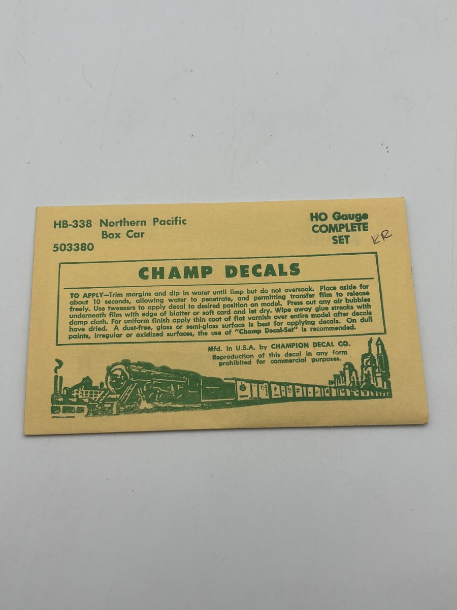 Champ Decals HB-338 HO Northern Pacific Boxcar Decal