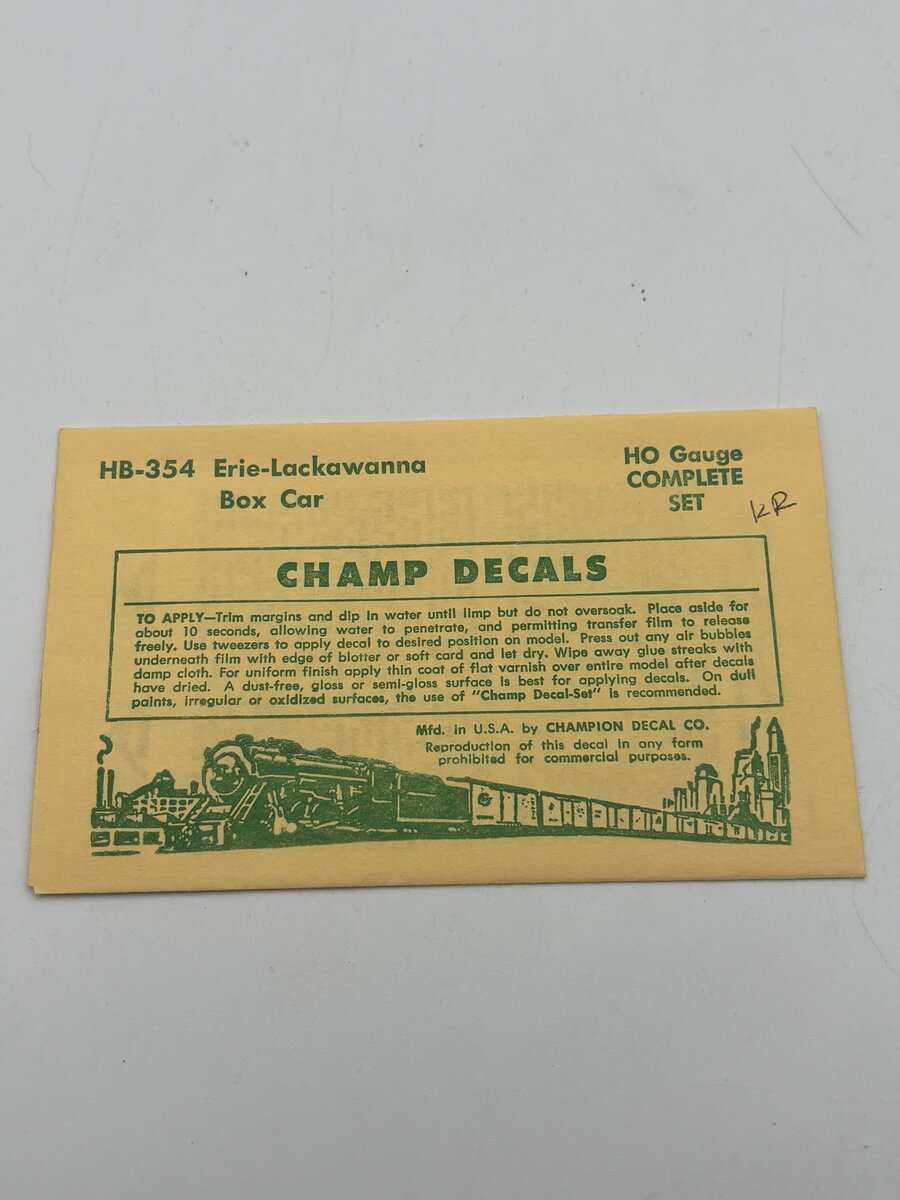 Champ Decals HB-354 HO Erie-Lackawanna Boxcar Decal