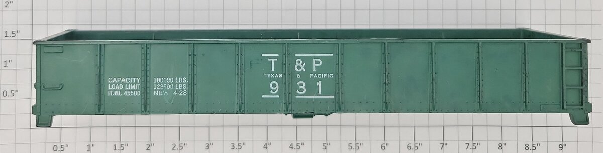 American Flyer PA9986 S Scale Texas and Pacific Green Gondola Body Shell # 931
