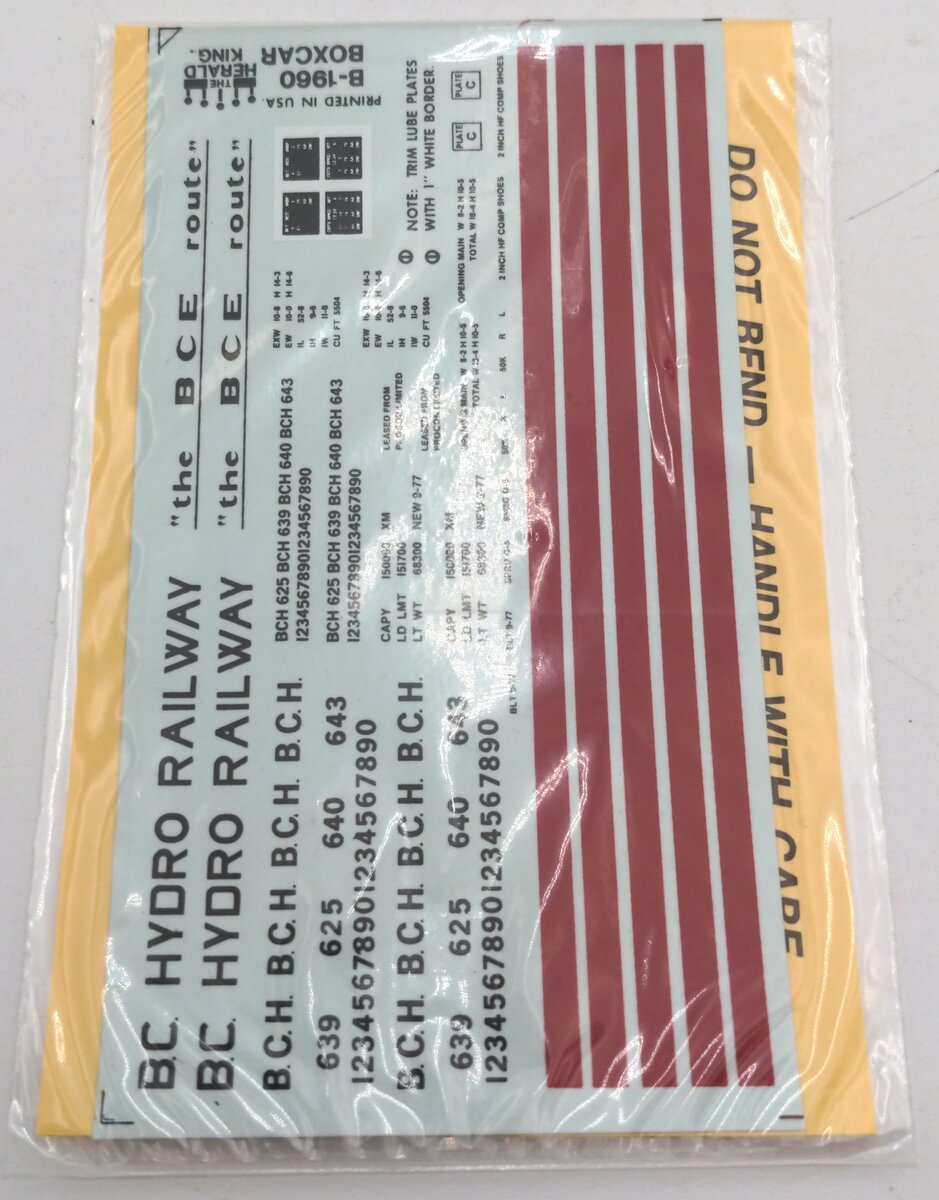 Herald King B-1960 Yellow 50' Boxcar (BLK Lettering) Decal