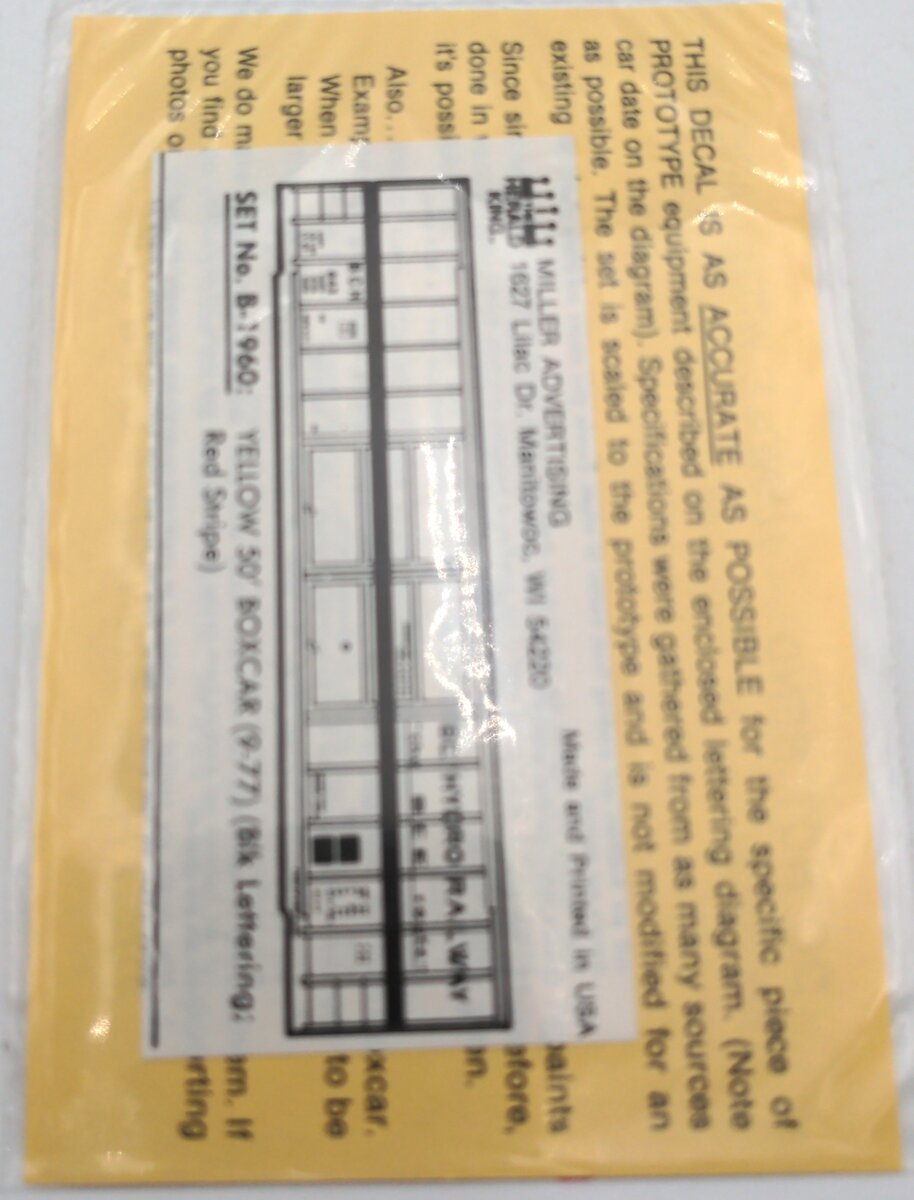 Herald King B-1960 Yellow 50' Boxcar (BLK Lettering) Decal