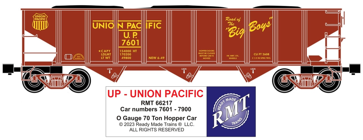 RMT 66217 O Union Pacific 3-Bay Coal Hopper Car w/ Load37.95