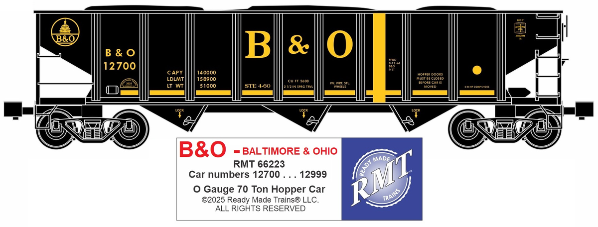 RMT 66223 O B&O 3-Bay Coal Hopper Car w/ Load