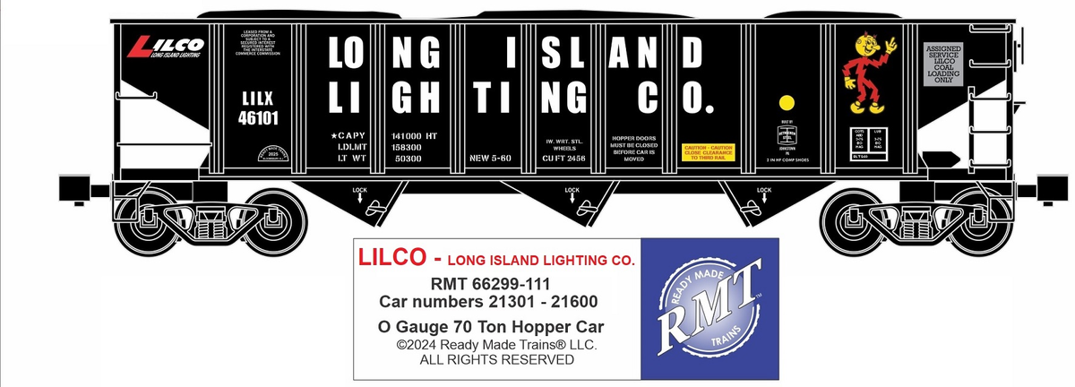 RMT 66299-111 O LILCO 3-Bay Coal Hopper Car w/ Load