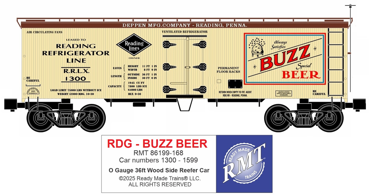 RMT 86199168 O Buzz Beer Woodside Reefer Car