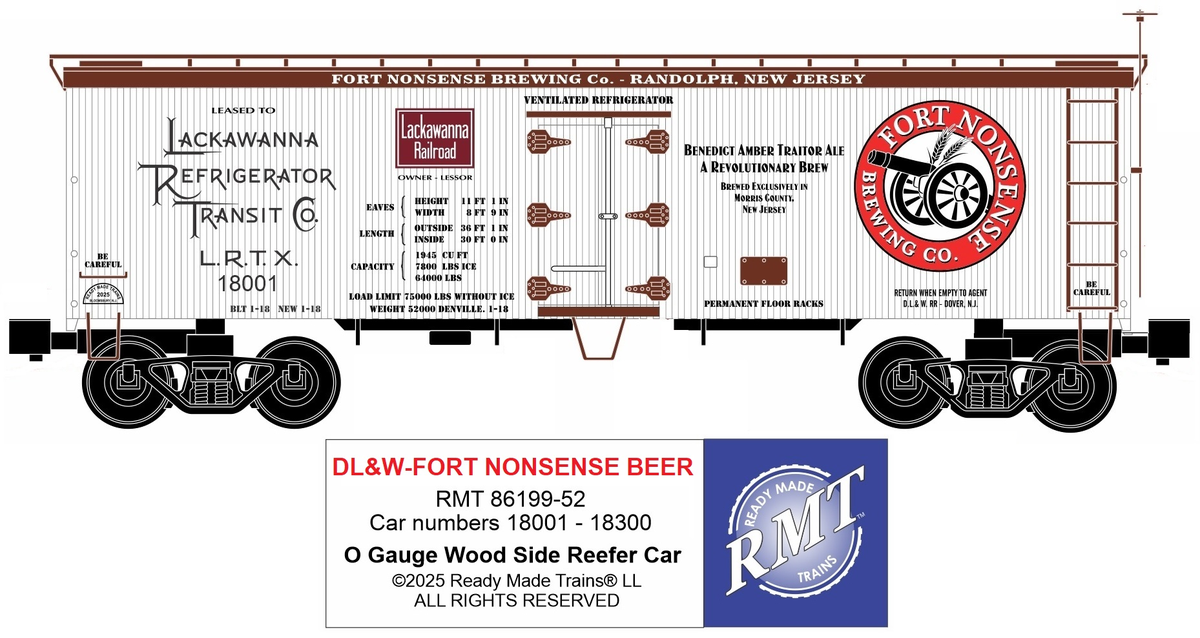 RMT 86199-52 O Nonsense Beer Woodside Reefer Car