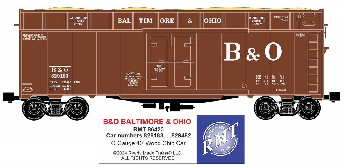 RMT 86423 O B&O 40' Woodchip Car