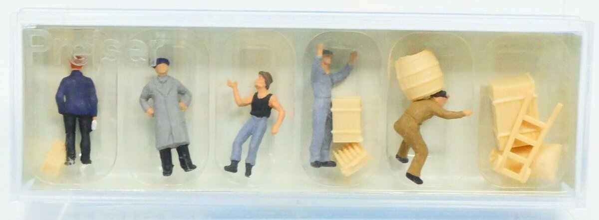 Preiser 14147 HO Scale Loading Dock Workers Painted Figures (Set of 5)