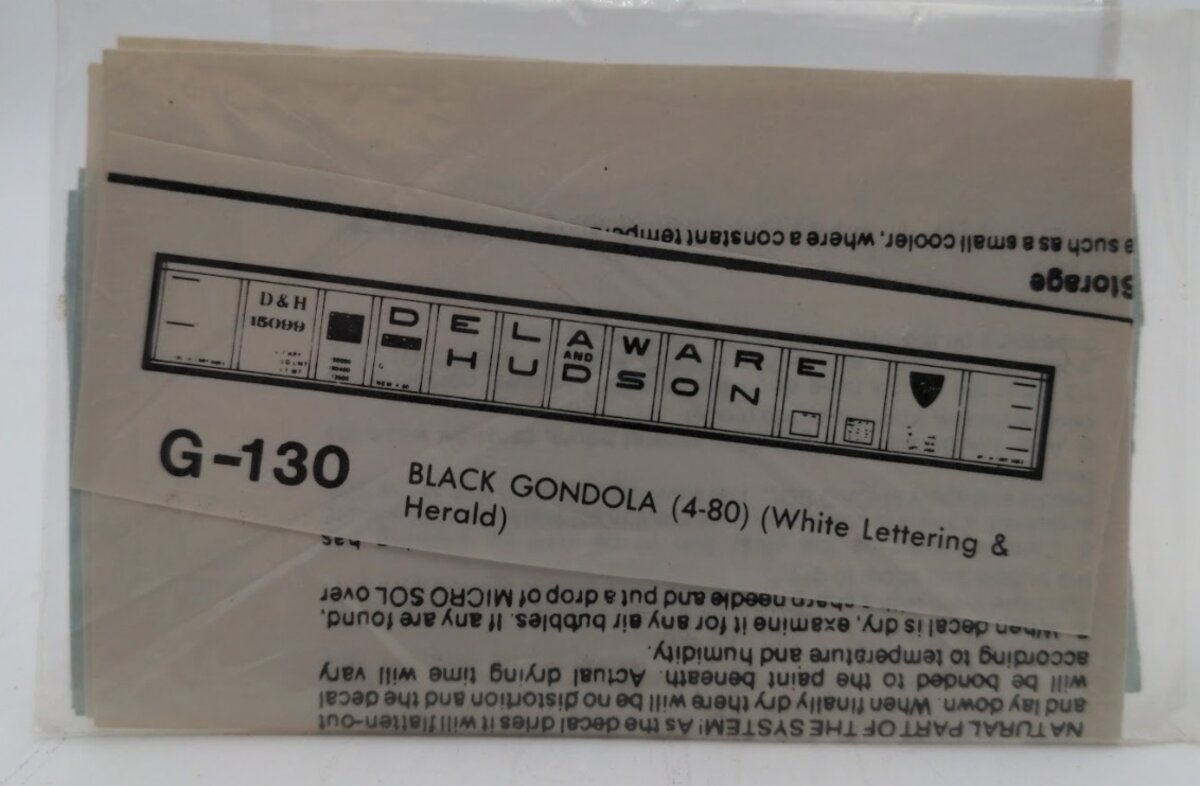 RGS RGS G-130 O Scale Black Gondola (4-80) Delaware & Hudson Decal Set