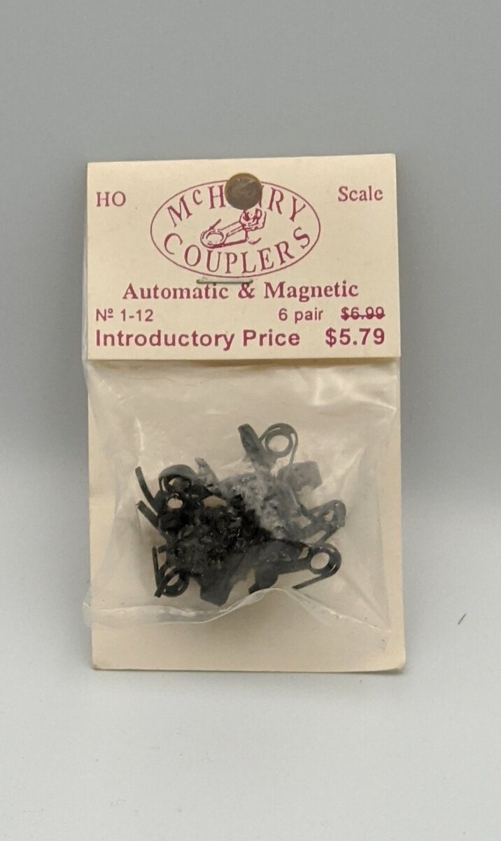McHenry Couplers 1-12 HO Black Plastic Automatic/Magnetic Coupler (6 Pair)