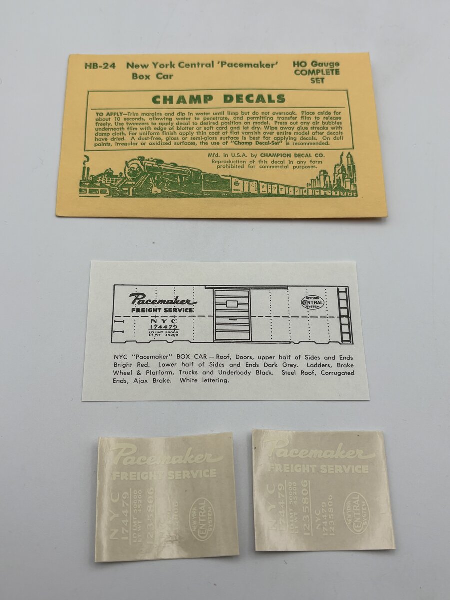 Champ Decals HB-24 HO New York Central 'Peacemaker' Boxcar Decal
