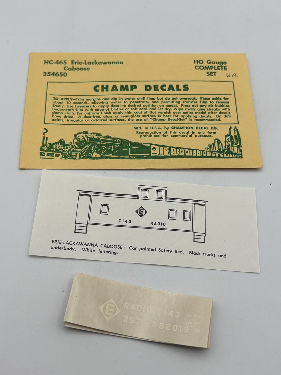 Champ Decals HC-465 HO Erie-Lackawanna Caboose Decal