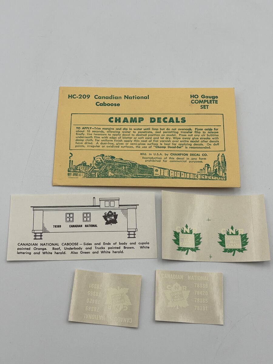 Champ Decals HC-209 HO Canadian National Caboose Decal