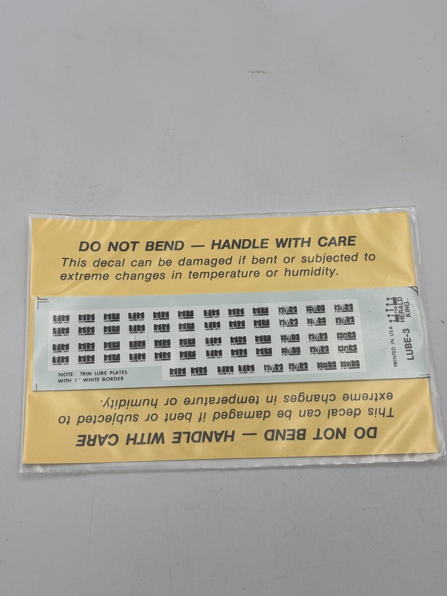 The Herald King HO Lube 3: 3 & 4 Panel Plates Decal