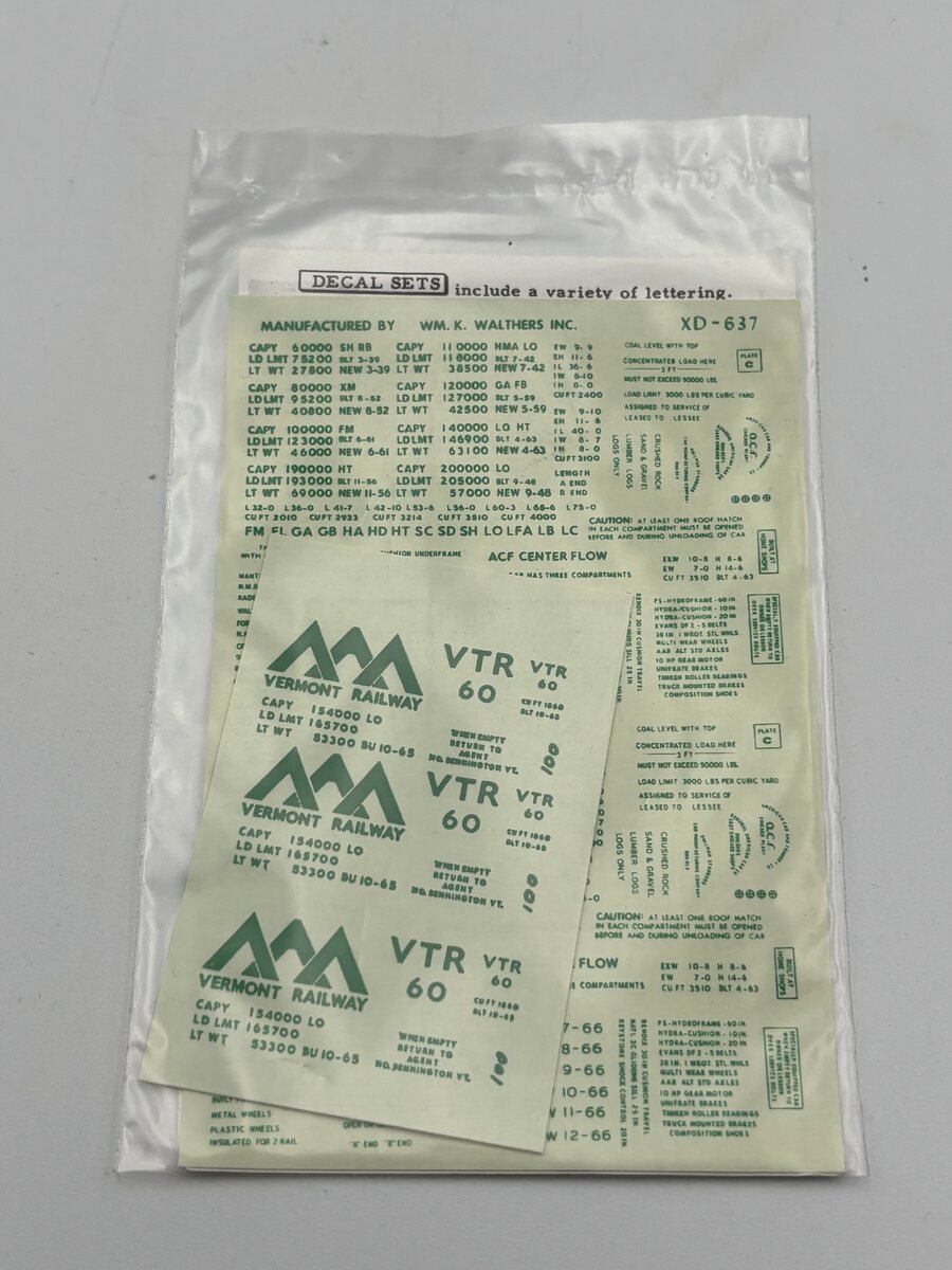 Walthers 100-04 HO Vermont Green Decal