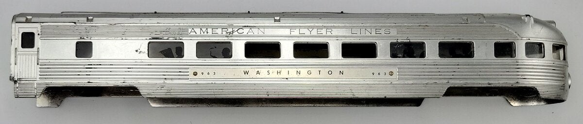 American Flyer 11737 S Scale Chrome Washington Observation Car Shell w/o Stripe