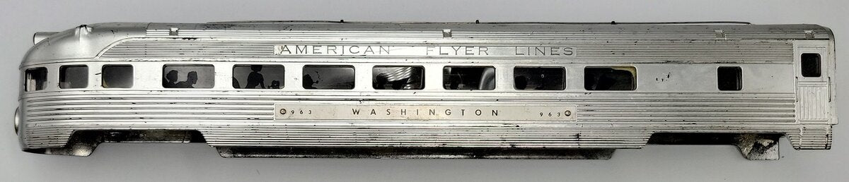 American Flyer 11737 S Scale Chrome Washington Observation Car Shell w/o Stripe