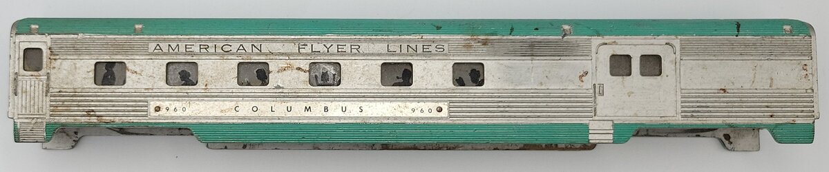 American Flyer 11789 S Scale Silver and Green Painted Columbus Combine Car Shell