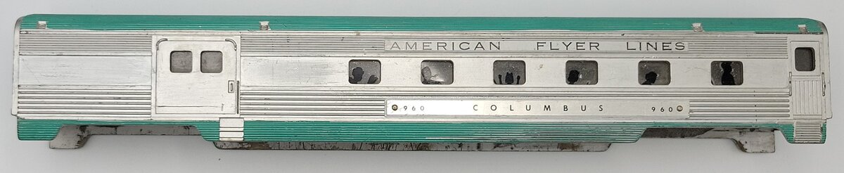 American Flyer 11789 S Scale Silver and Green Painted Columbus Combine Car Shell