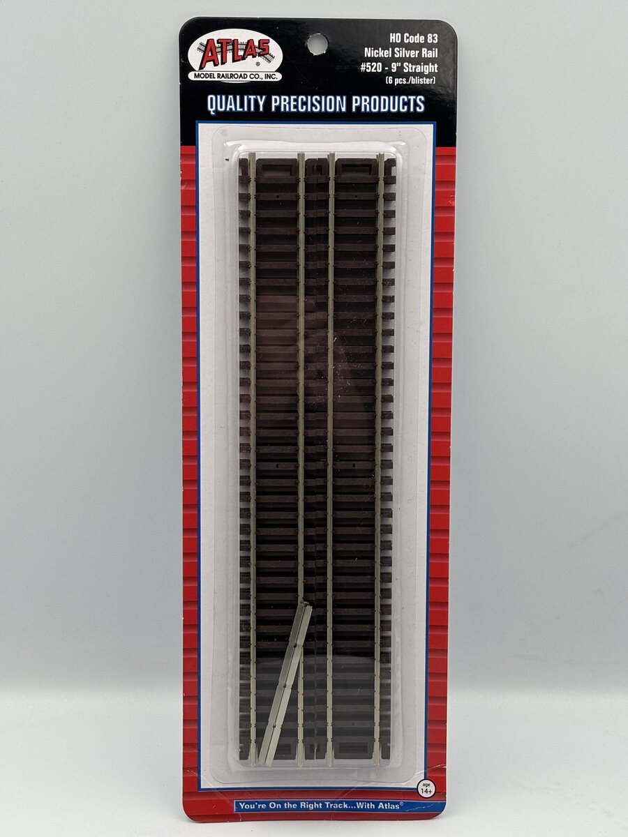 Atlas 520 HO Code 83 Nickel Silver Rail 9" Straight (Pack of 6)