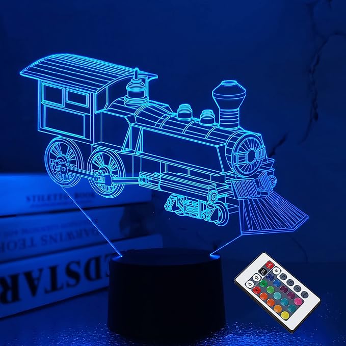 FS3714  Train 3D Optical Lamp/Night Light  7 Colors Touch Base