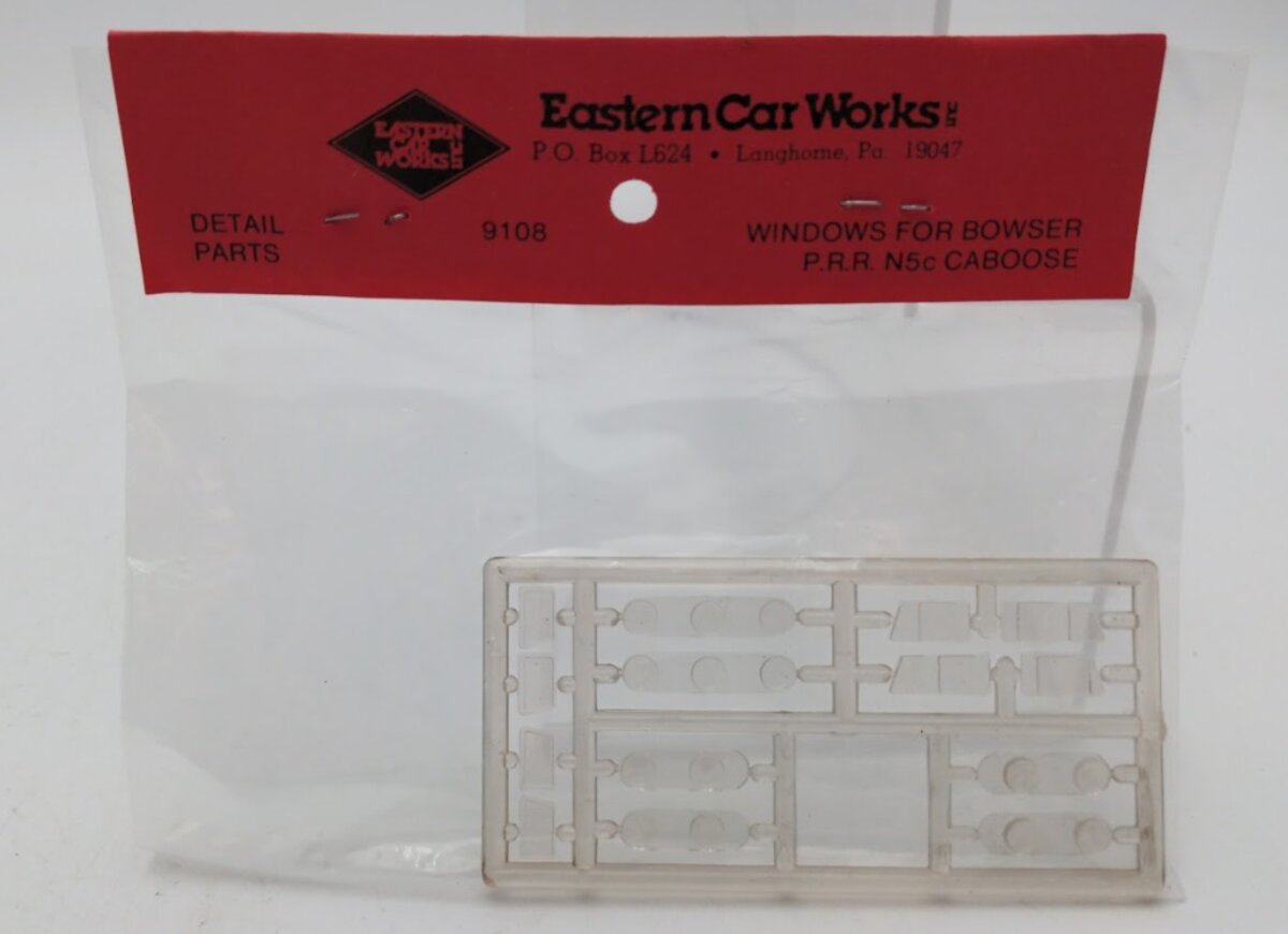 Eastern Car Works 9108 HO Scale Bowser N5c Caboose Windows Clear Plastic