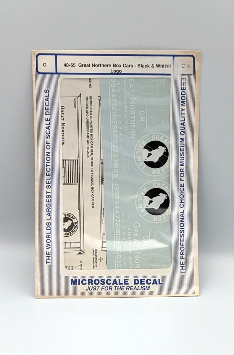 Microscale 48-65 O Great Northern Box Cars Decal Sheet Black & White