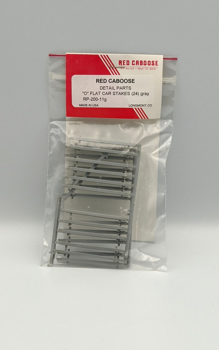 Red Caboose RP-200-11g O Flat Car Stakes gray (24)