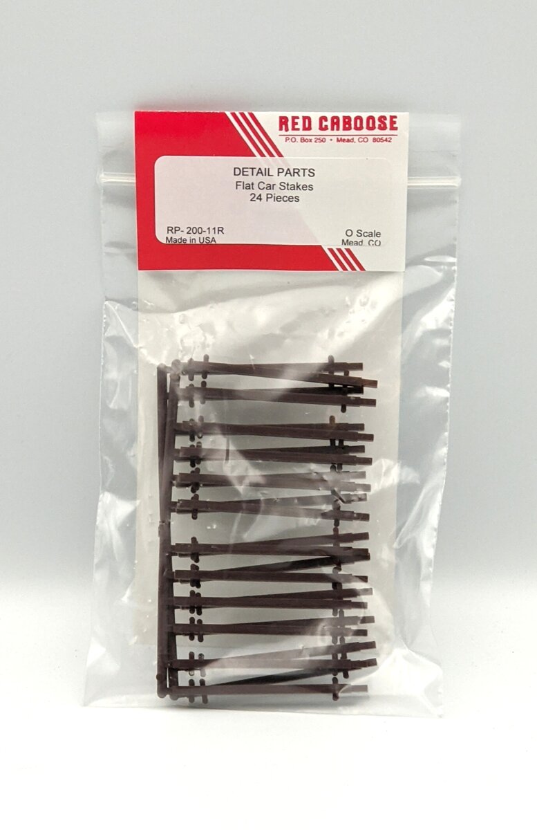 Red Caboose RP-200-11R O Flat Car Stakes Brown (24)