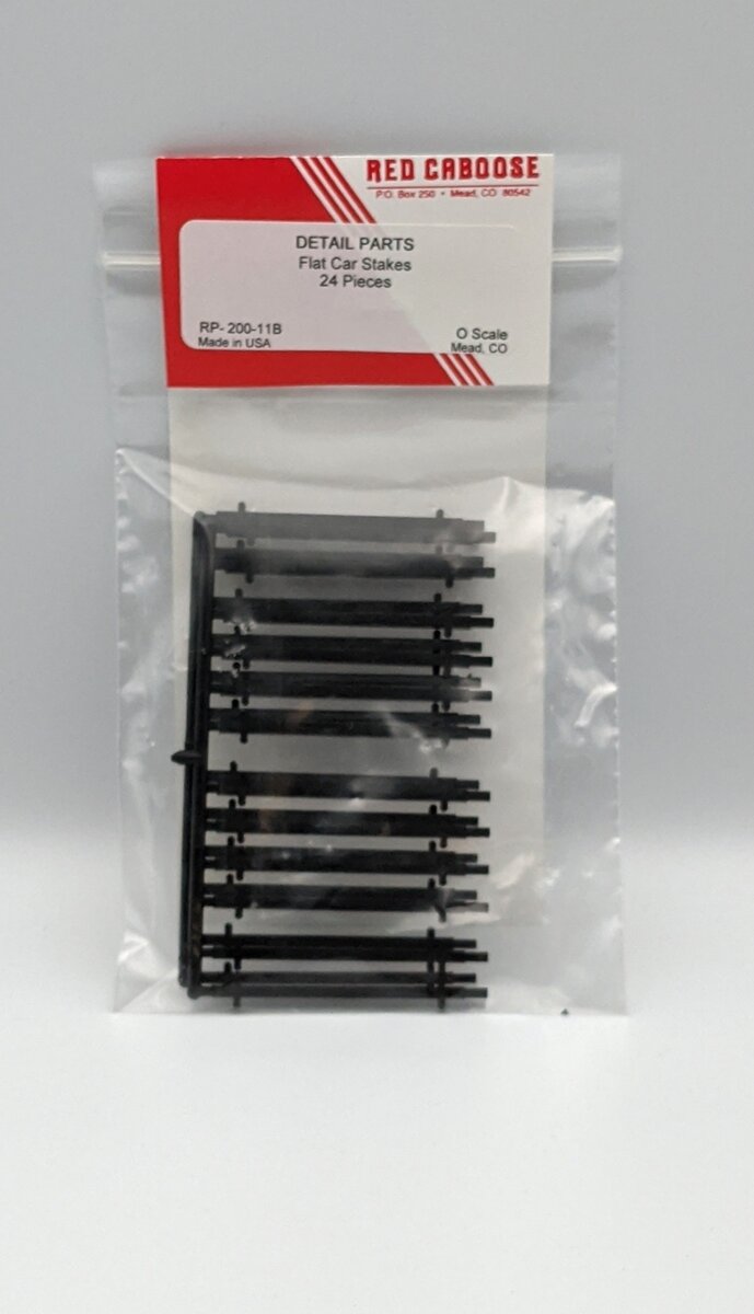 Red Caboose RP-200-11B O Flat Car Stakes Black (24)