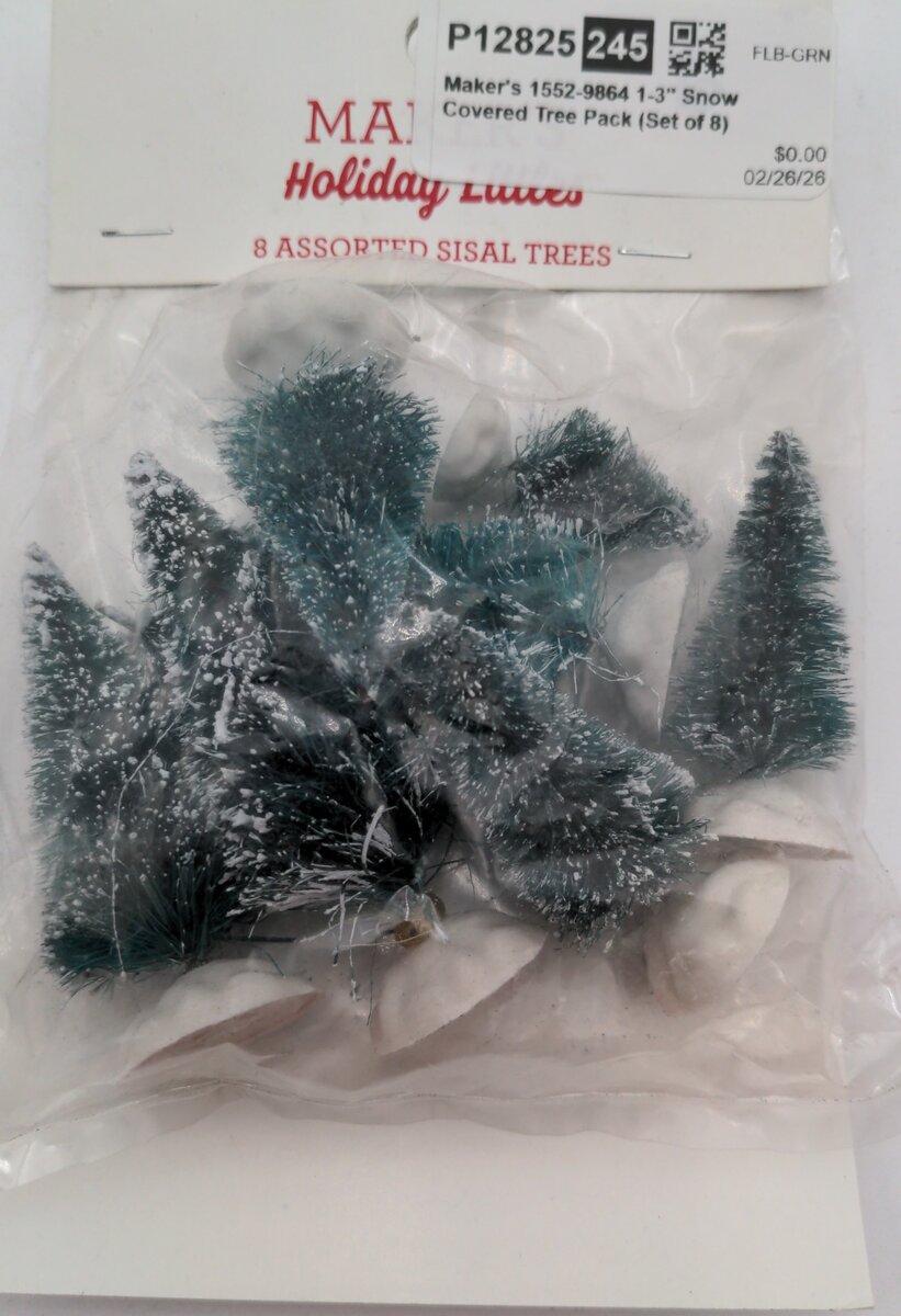 Maker's 1552-9864 1-3" Snow Covered Tree Pack (Set of 8)