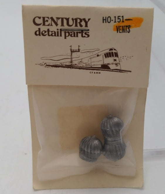 Century HO-151 HO Scale Cyclone Roof Vent Metal Building Structure (Pack of 3)