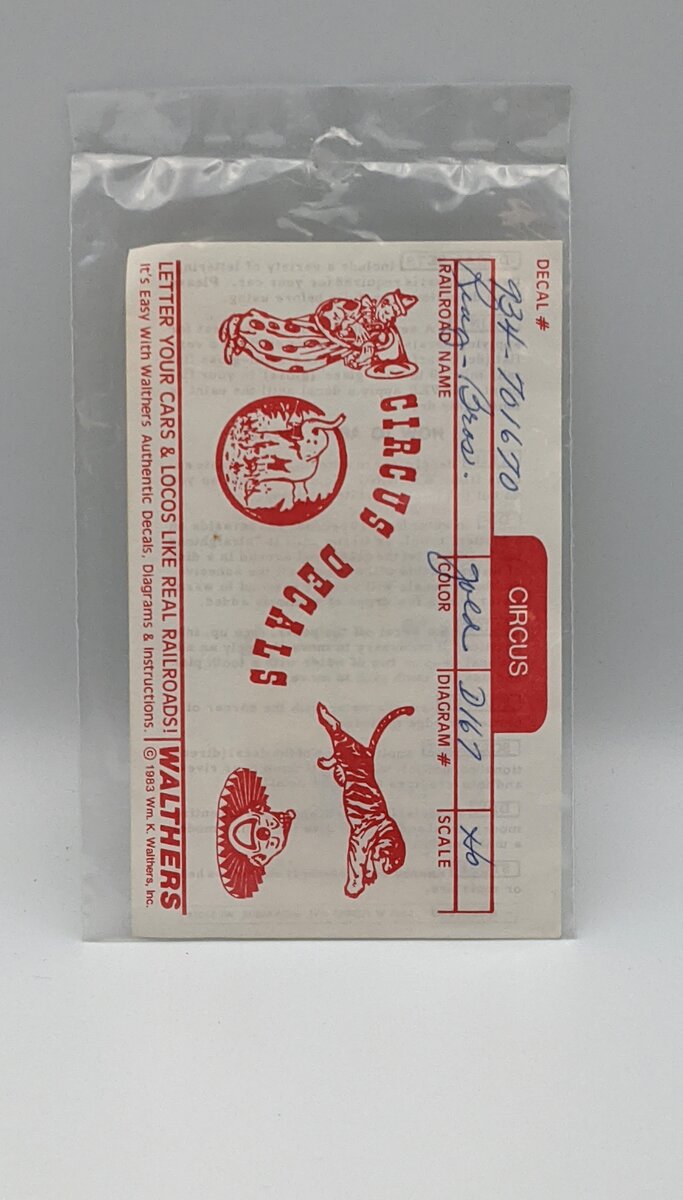 Walthers D167 HO Ringling Bros Circus Decal
