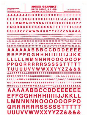 Woodland Scenics MG723 Multi-Scale Gothic RR Red Dry Transfer Decals Set