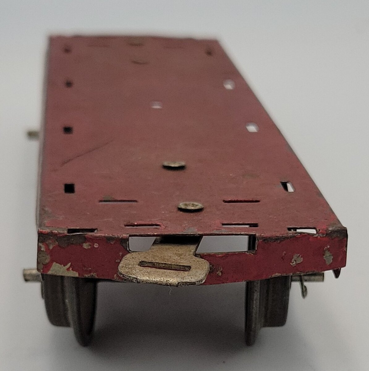 American Flyer 1127-1 O Gauge Vintage Lithograph Red Car Frame w/ Gray Trucks