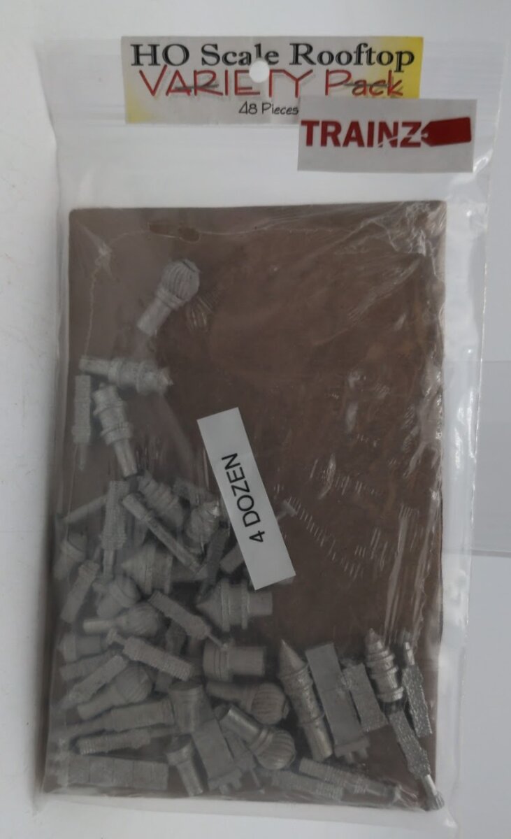 Model Tech Studios D2499 HO Scale White Metal Rooftop Variety Pack (Pack of 48)