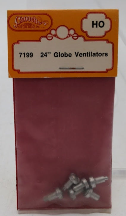 Chooch 7199 HO Scale White Metal 24" Globe Ventilators Detail Part (Pack of 6)