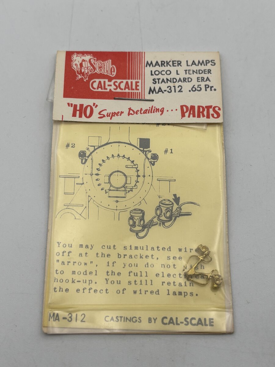 Cal Scale MA-312 HO Marker Lamps For Locomotive L Tender Standard Era