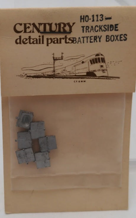 Century HO-113 HO Scale White Metal Trackside Battery Boxes (Pack of 5)