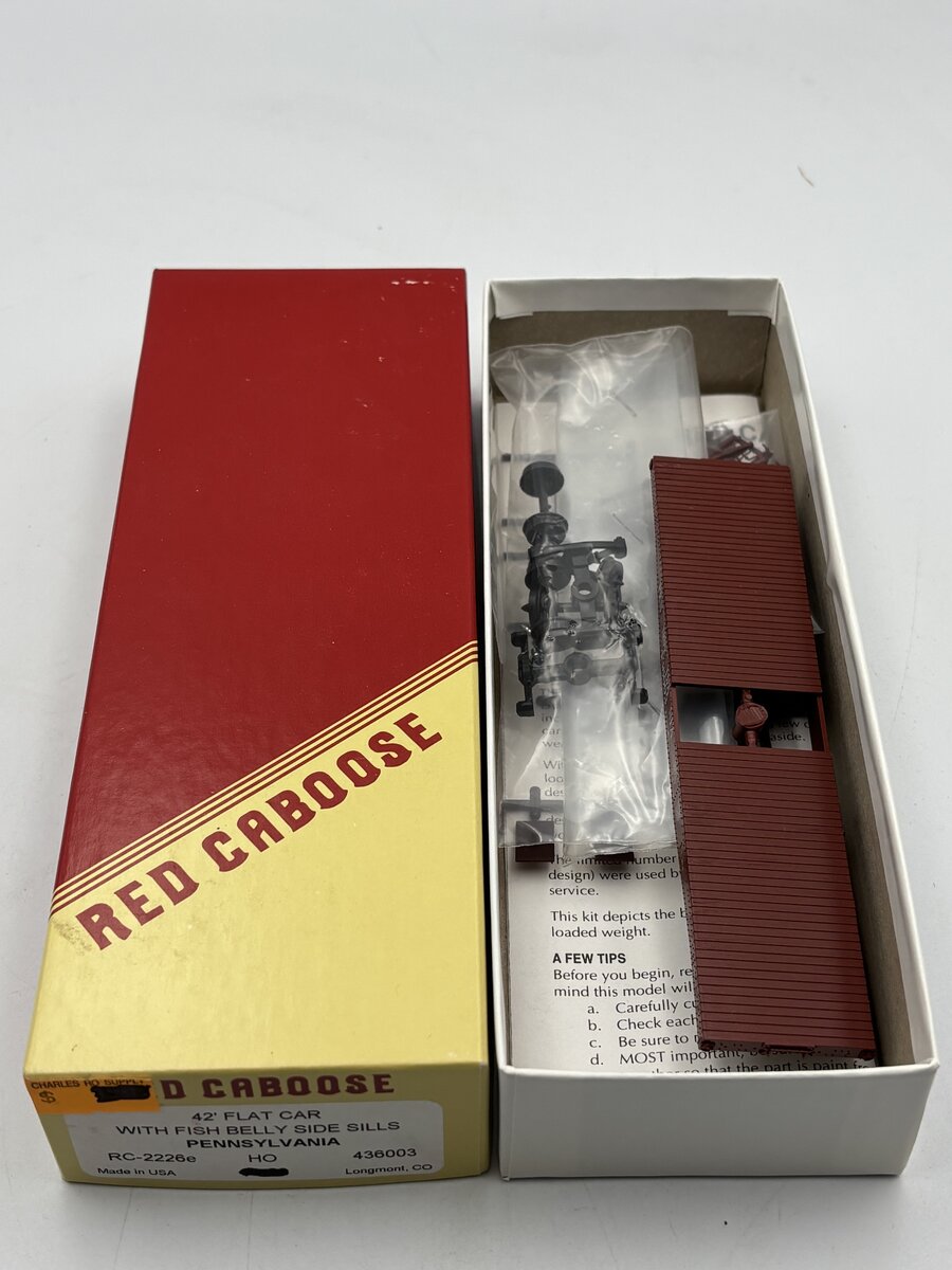 Red Caboose RC-2226E HO 42' Flatcar With Fish Belly Side Sills PRR #436003 Kit