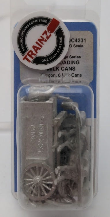Rustic Rails HOC4231 HO Scale Man Loading Milk Cans White Metal Kit