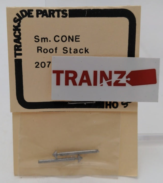 Trackside Parts 207 HO Scale Unpainted Metal Small Cone Roof Stack (Pack of 2)