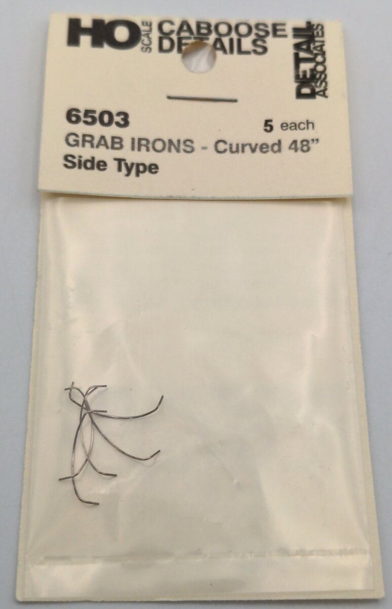 Details West 6503 HO Caboose Grab Irons Curved 48" Side Type 5 Pack