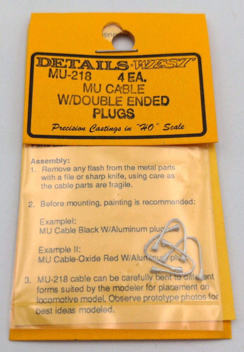 Details West MU-218 HO Scale MU Cable W/ Double Ended Plugs 4 Pack
