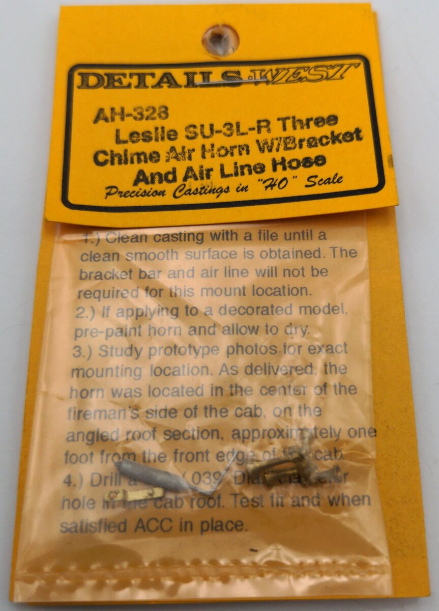 Details West AH-328 HO Leslie SU-3L-R 3 Chime Air Horn With Bracket And Air Hose