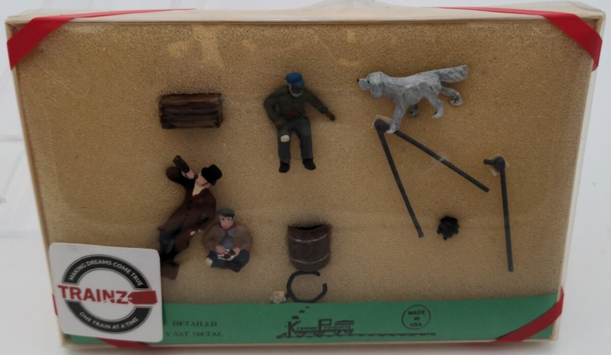 Kramer O-19 O Scale Rail Yard Hobos With Dog and Tripod With Kettle Figures