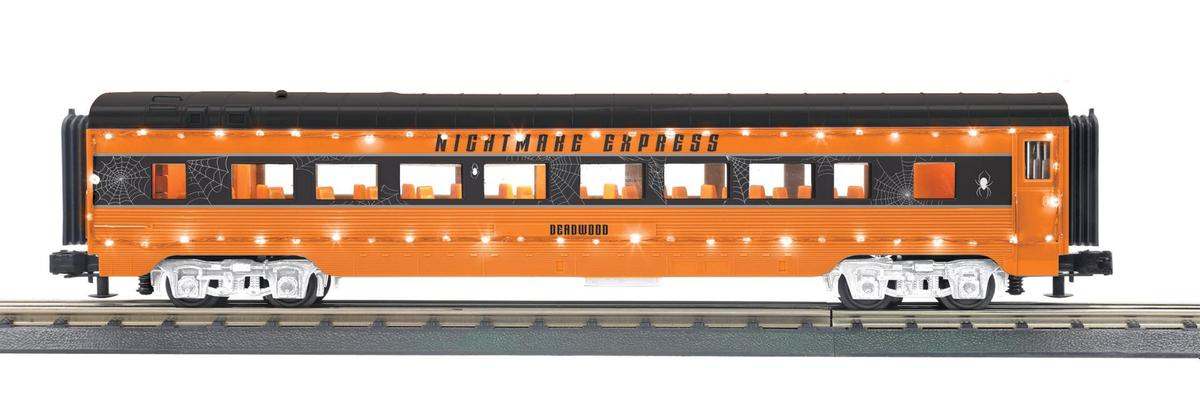 MTH 30-68304 O RailKing Halloween 60’ Streamlined Coach Car w/LED Lights