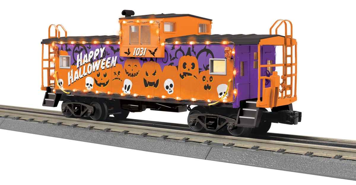 MTH 30-77437 O Rugged Rails Halloween Extended Vision Caboose with LED Lights