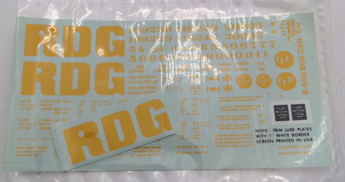 Herald King B-500 RDG Decal Yellow Lettering