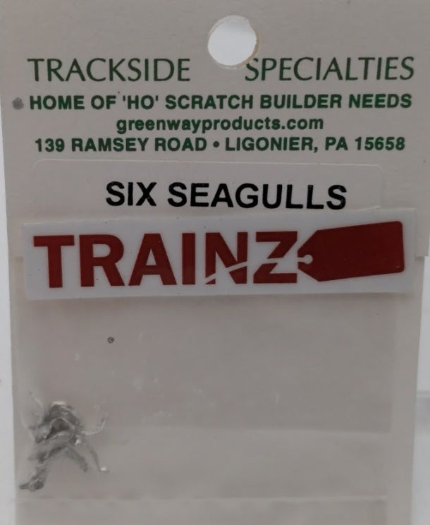 Trackside Specialties HO Scale Six Seagulls White Metal Figures (Pack of 6)